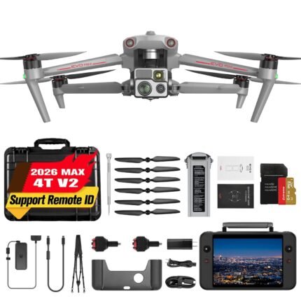 Autel Robotics EVO MAX 4T V2, Visiable/ Zoom/ Thermal/ L-aser 4 Cameras in One, 48MP&1/2" CMOS 8K Camera, 1-160x Super Zoom, 640×512 Thermal Resolution, 16.4–3737 ft L-aser Range, ABX41-D Intelligent Battery In-place Detection, A-Mesh 1.0, 720° No Blind Spot, 42 Min, SkyLink 3.0 for 20KM Transmission