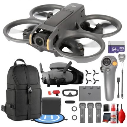 DJI Avata 2 Drone with Goggles 3 and 3-Battery Fly More Combo, Portable FPV Drone for Adventure, Travel, and Content Creation (CP.FP.00000151.02) + 64GB Card + Sling Backpack + More (22pc Bundle)